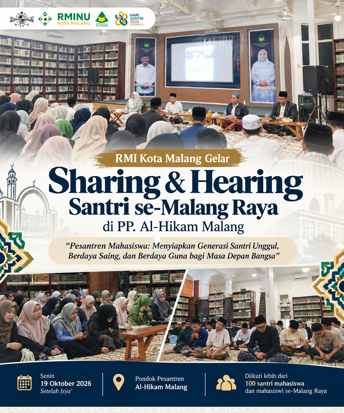 RMI Kota Malang Gelar Sharing & Hearing Santri se-Malang Raya, Bahas Tantangan Santri Mahasiswa di Era Modern